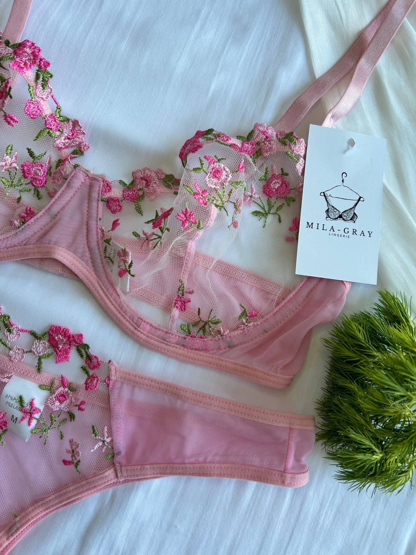 Blush Peony Set ๐ธ Soft Floral Lace Lingerie | Mila Gray