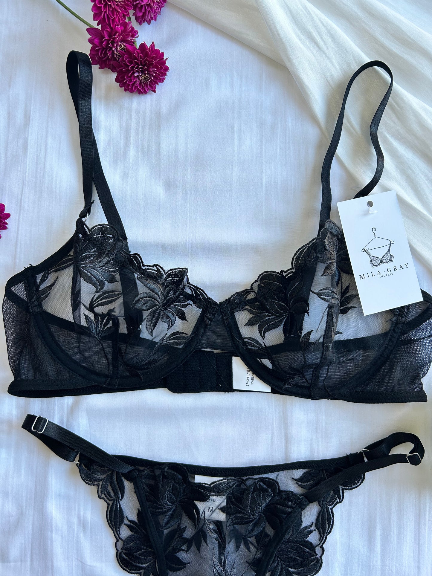 black floral lace bralette dahlia