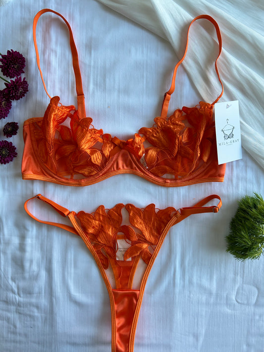 amber marigold lace lingerie set