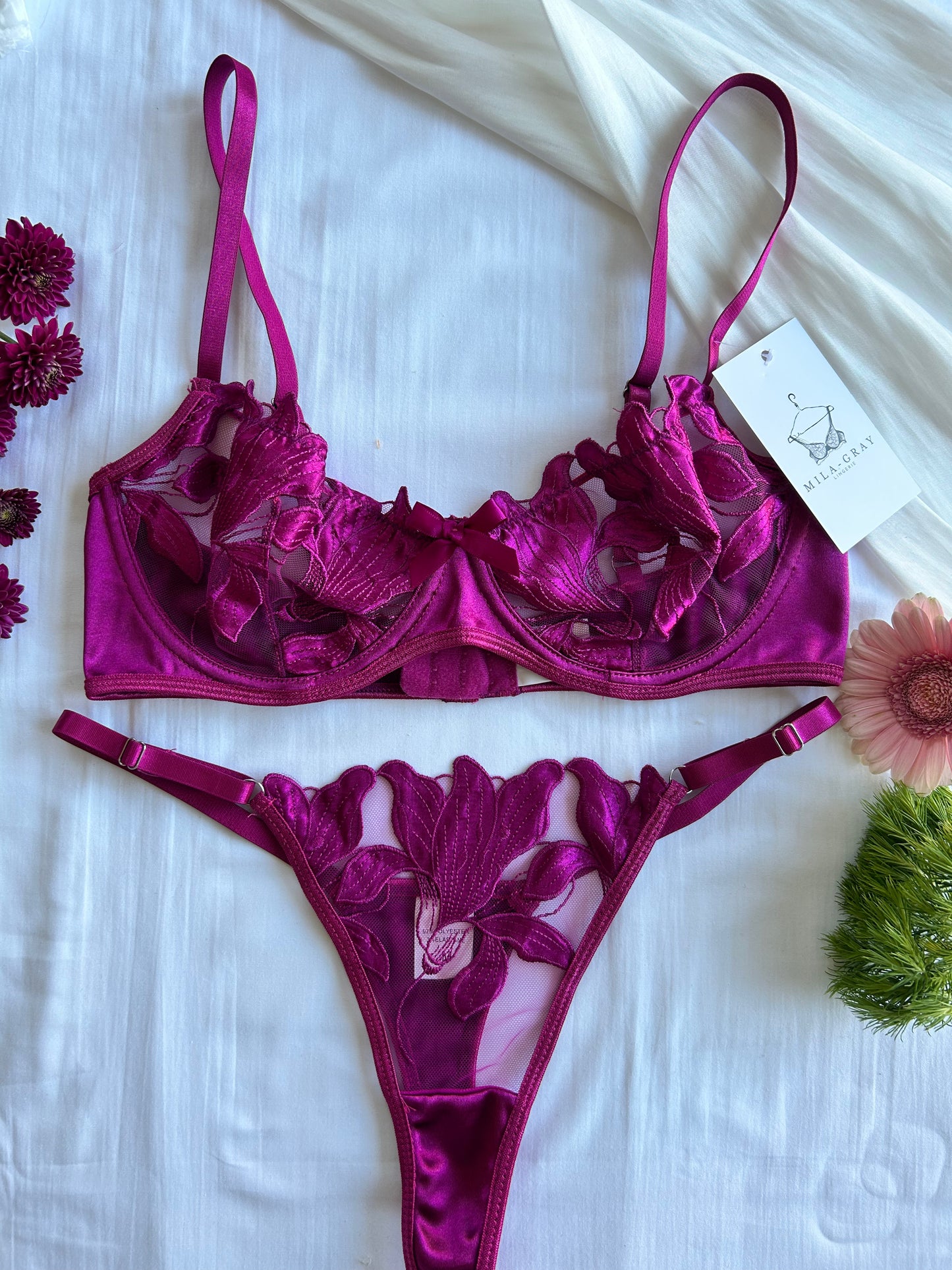 orchid embroidery lace set