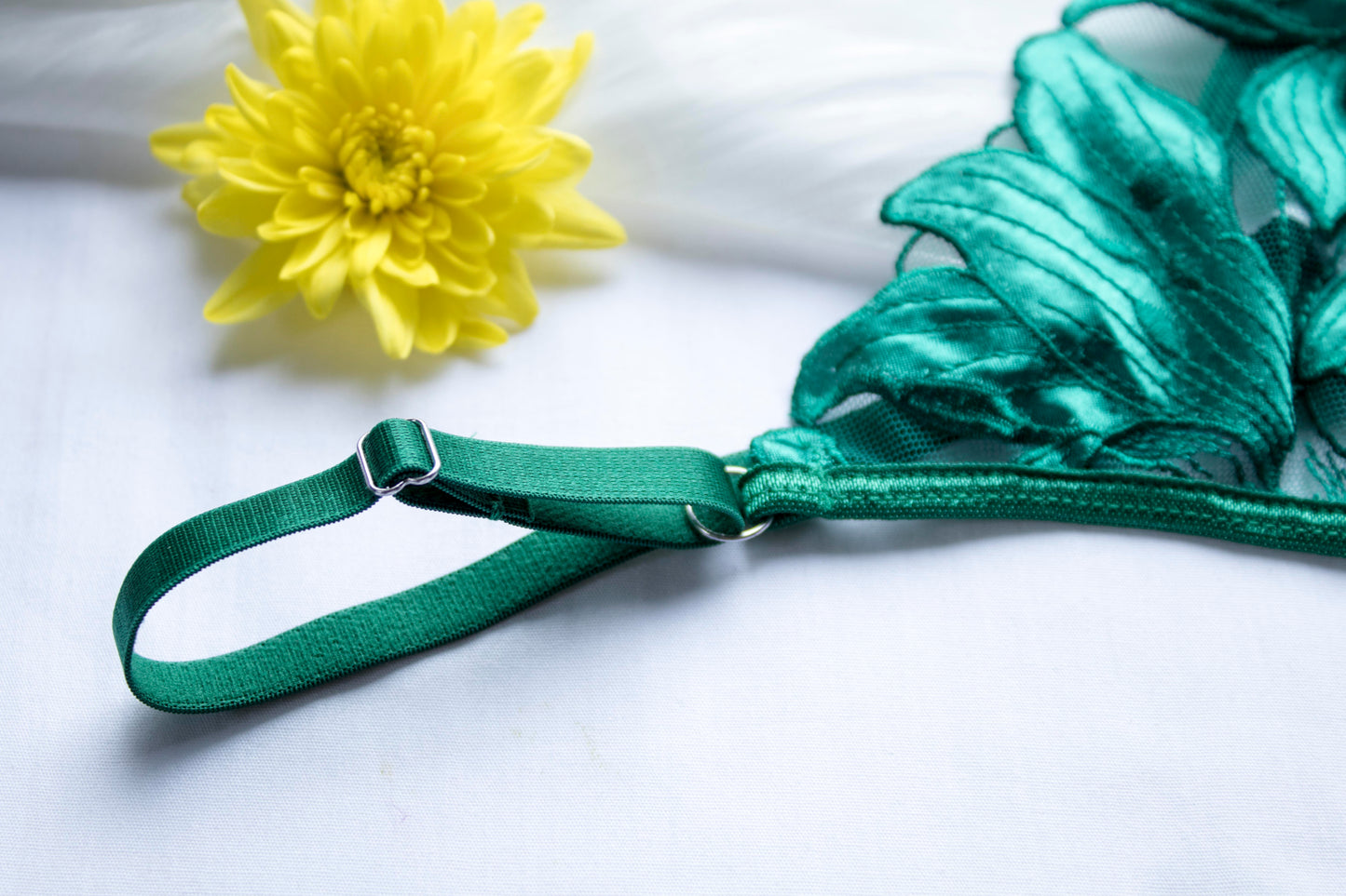 green floral lace bralette