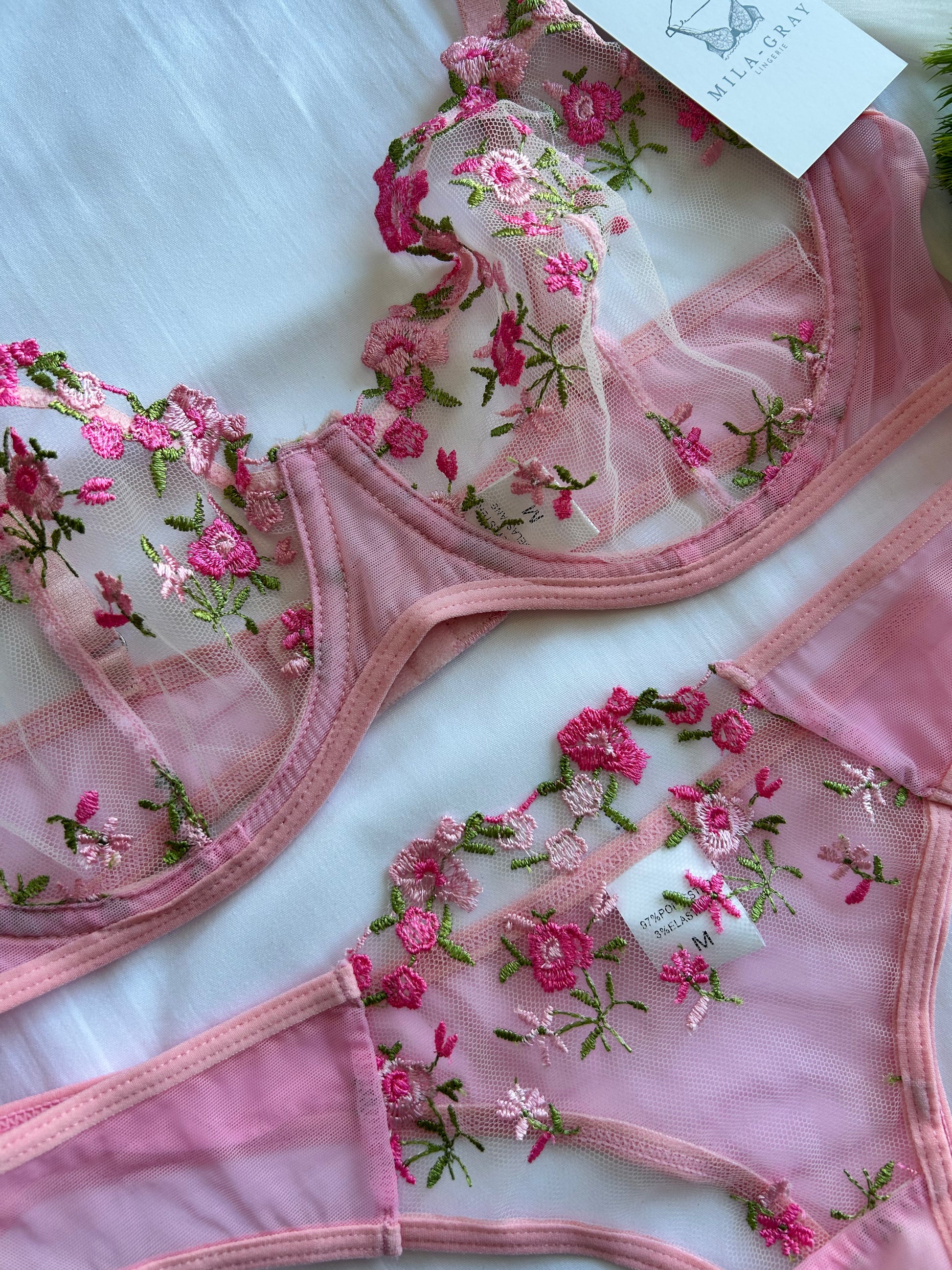 rosy blush lace bralette