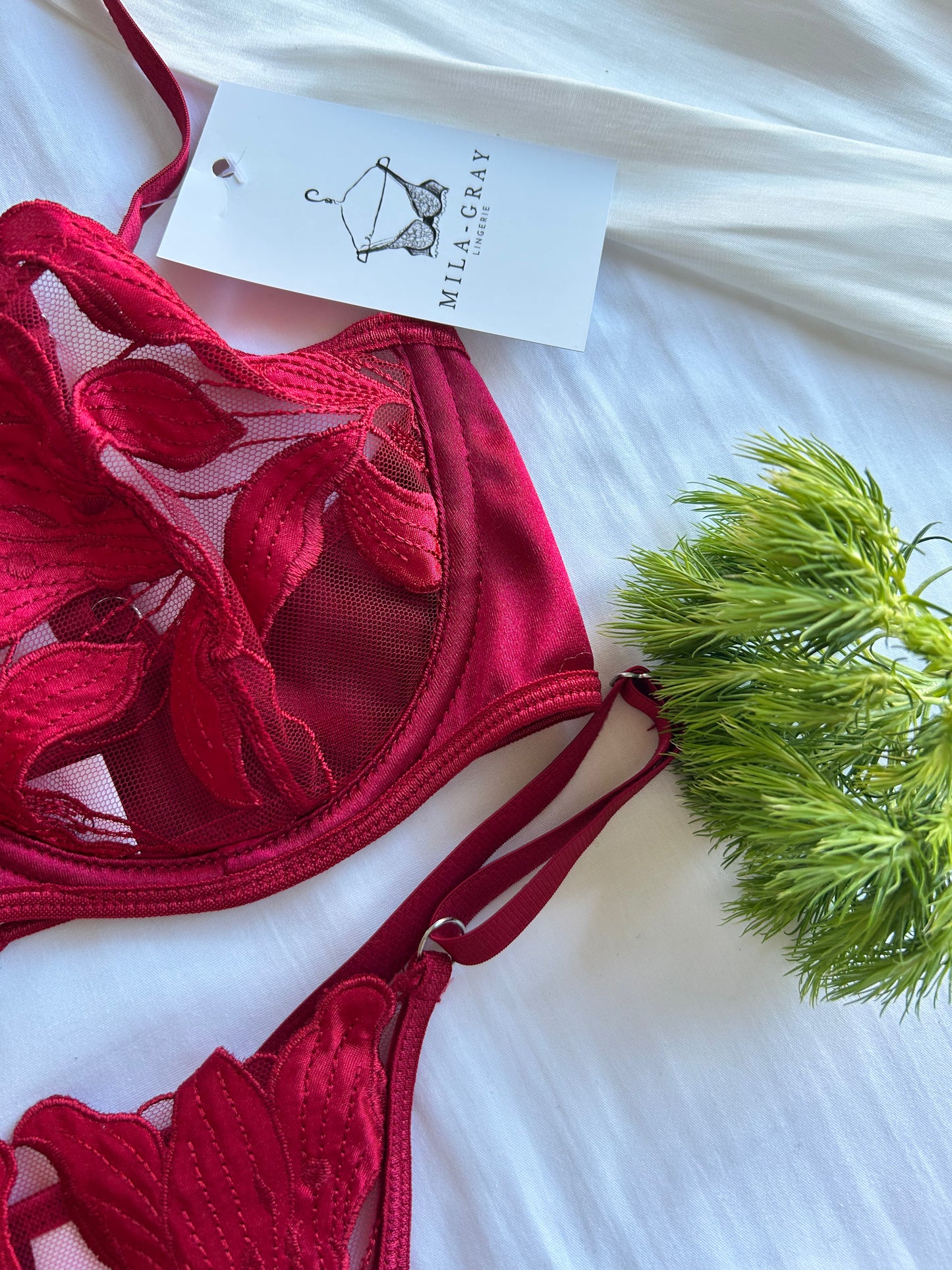 Crimson Rose Set 🌹- Red Floral Lace Lingerie | Mila Gray