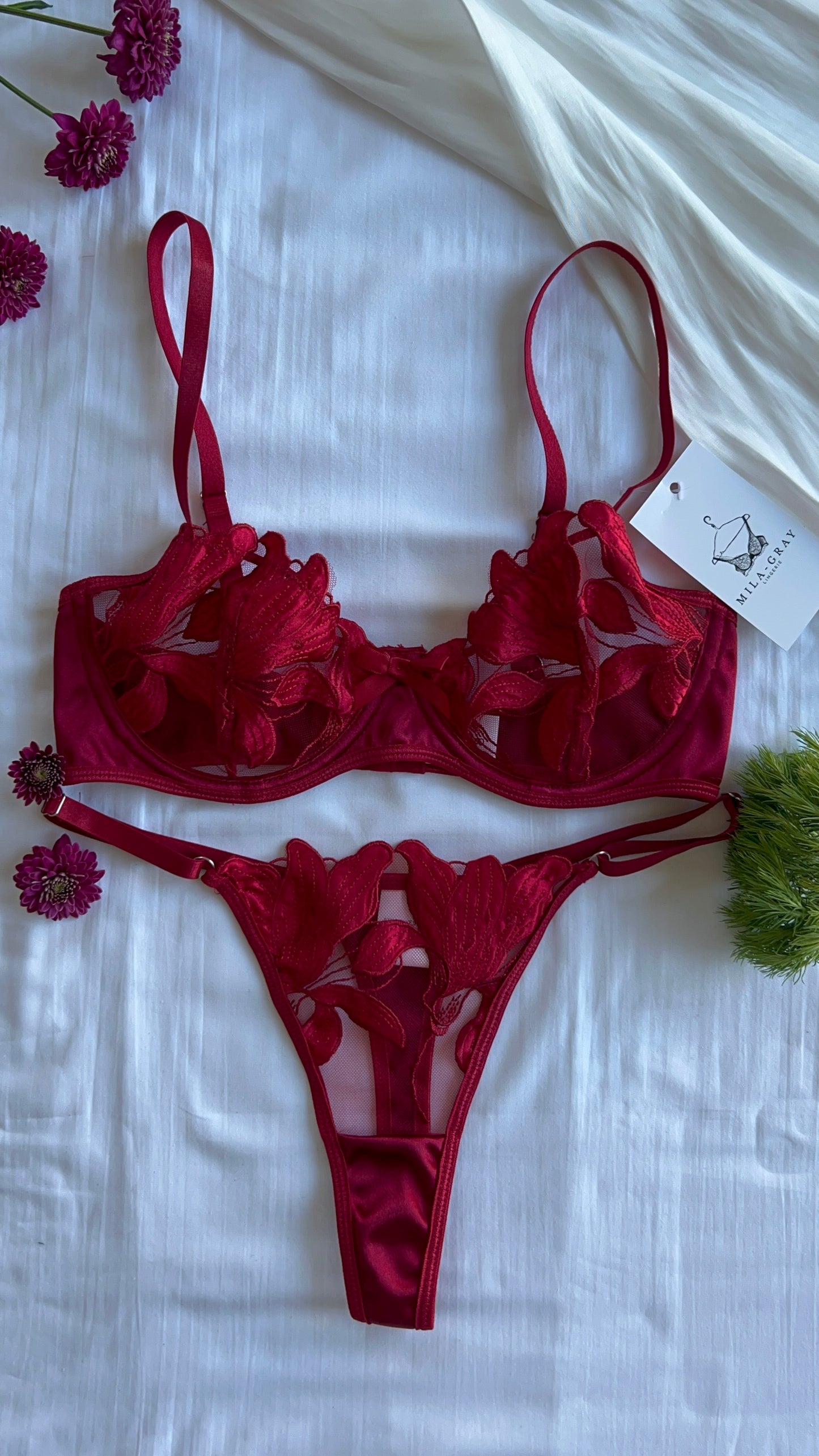 soft red lace panty