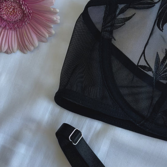 high-cut black lace panty